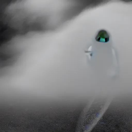 Image similar to ghostly Kermit made of clouds and fog