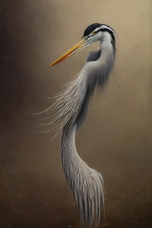 Prompt: Intricate stunning highly detailed grey heron, digital painting by agostino arrivabene and Vladimir Kush, surreal, ultra realistic, artstation