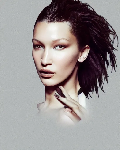 Prompt: bella hadid beautiful cute woman portrait, dynamic, epic, cinematic movie shot of a close full body portrait, expressing joy. inspirational arthouse, high budget, hollywood style, at behance, at netflix, instagram filters, photoshop, adobe lightroom, adobe after effects, taken with polaroid kodak portra