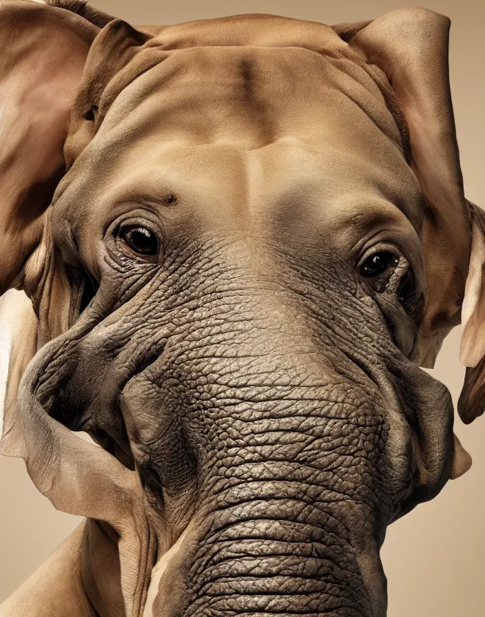Image similar to high resolution photo portrait of muscular animal human merged head skin ears, background removed, scales skin dog, cat merged elephant head cow, chicken face morphed fish head, gills, horse head animal merge, morphing dog head, animal eyes, merging crocodile head, anthropomorphic creature