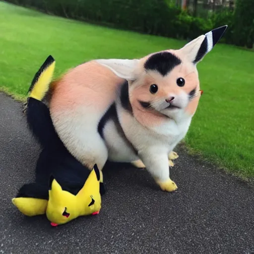 Image similar to a photo of a real life pikachu, real life size