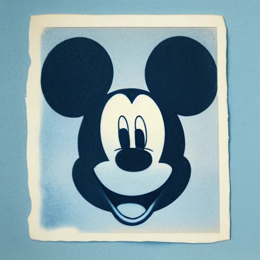 Prompt: Mickey mouse in Cyanotype