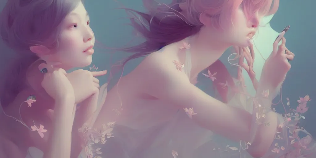 Image similar to breathtaking delicate detailed concept art illustration, by hsiao - ron cheng, bizarre compositions, exquisite detail, pastel colors, ornate background, 8 k