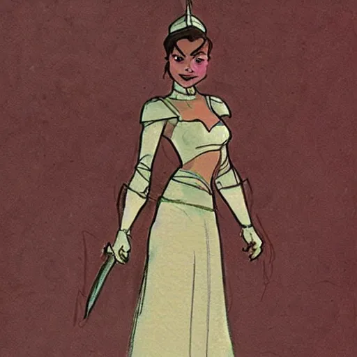 Image similar to milt kahl sketch of victoria justice as princess padme from star wars episode 3