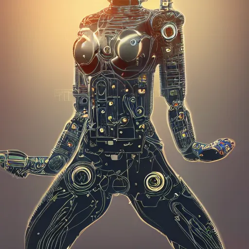 Prompt: a beautiful fighting body of a bot fighter pilot woman mostly made of wires and electronic circuits board led luminous, an ultrafine detailed illustration by james jean, final fantasy, intricate linework, bright colors, behance contest winner, vanitas, angular, altermodern, unreal engine 5 highly rendered, global illumination, radiant light, detailed and intricate environment