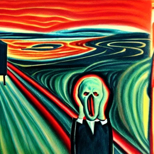 Prompt: painting of vengeance, in the style of munch, 8 k