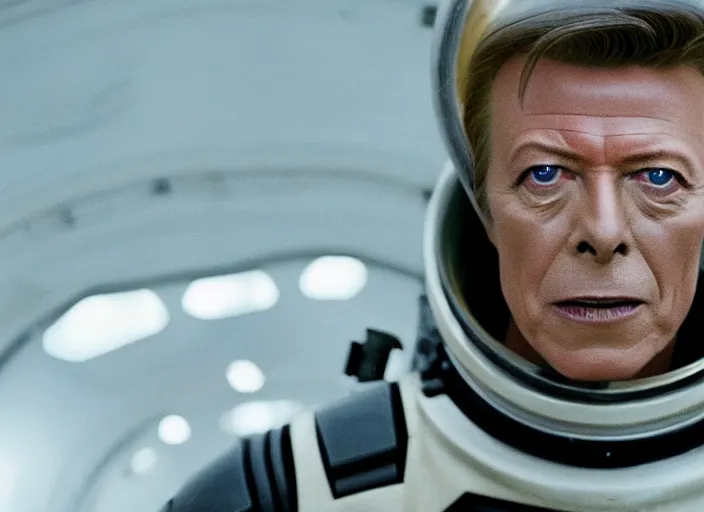 Prompt: film still of David Bowie as Cooper in Interstellar, 4k