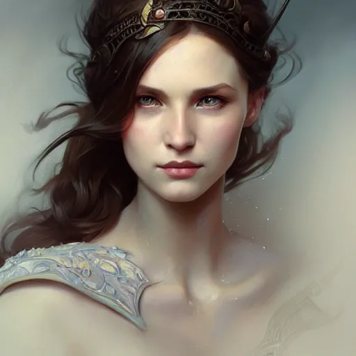 Image similar to beautiful young zuzanna bijoch, closeup, d & d, fantasy, intricate, elegant, highly detailed, digital painting, artstation, concept art, matte, sharp focus, illustration, art by artgerm and greg rutkowski and alphonse mucha