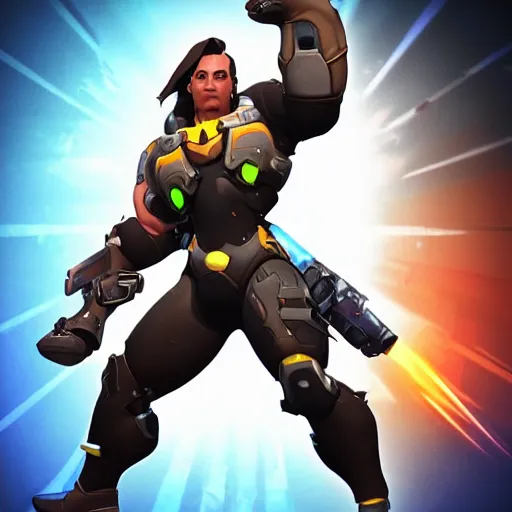 Prompt: Arnold as an Overwatch Hero