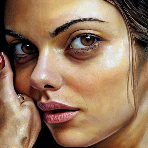Prompt: mila kunis, high quality high detail painting by lucian freud, hd, photorealistic lighting