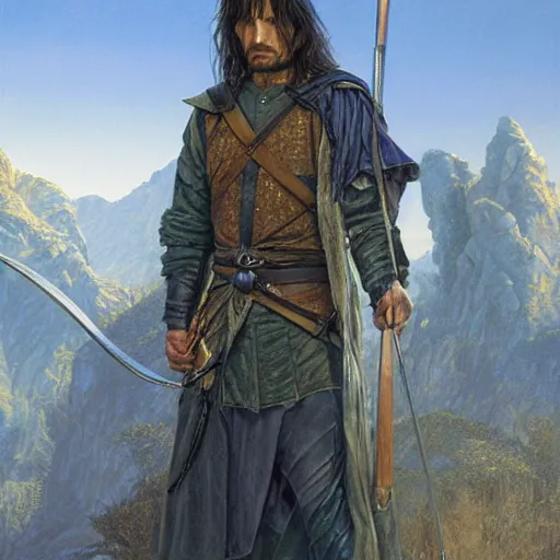 Image similar to honorable ranger Strider Aragorn by Mark Brooks, Donato Giancola, Victor Nizovtsev, Scarlett Hooft, Graafland, Chris Moore