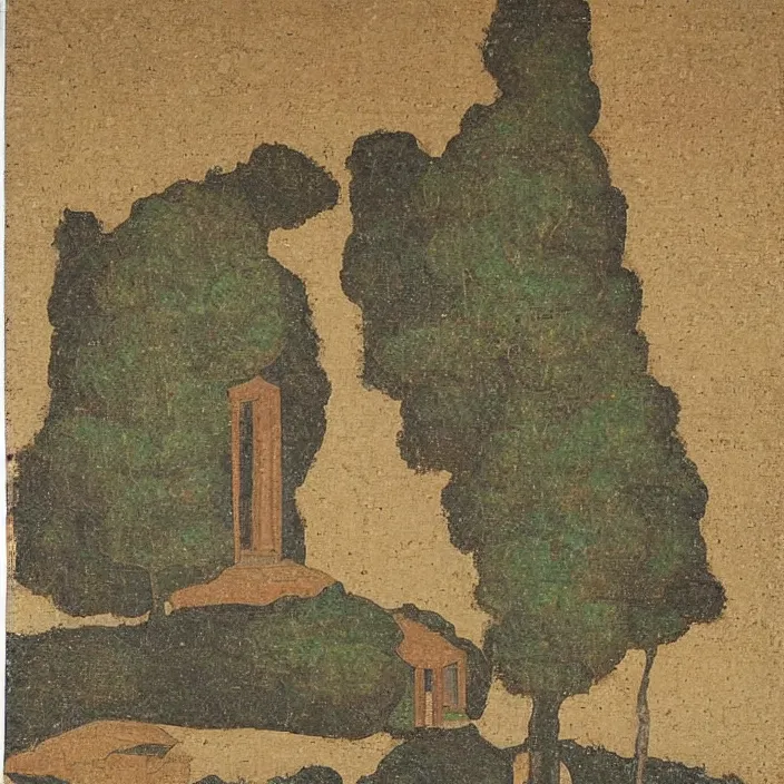 Prompt: a building in a serene landscape, greko - buddhist art