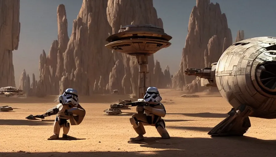 Prompt: a still from star wars directed by pixar animation studio