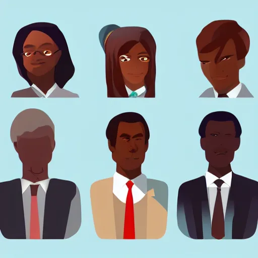 Prompt: 2 d character design, lawyer, vector art, digital art, portrait, 4 k, 8 k, sharp focus, smooth, illustration, concept art, african american - c 1 5. 0