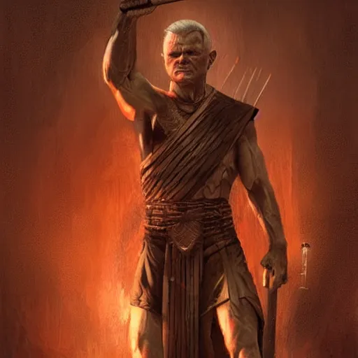 Prompt: john paul ii as a muscular warrior, epic art by greg rutkowski