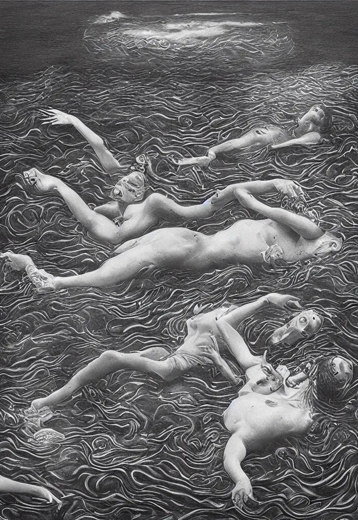 Image similar to highly detailed surrealist art about drowning slowly