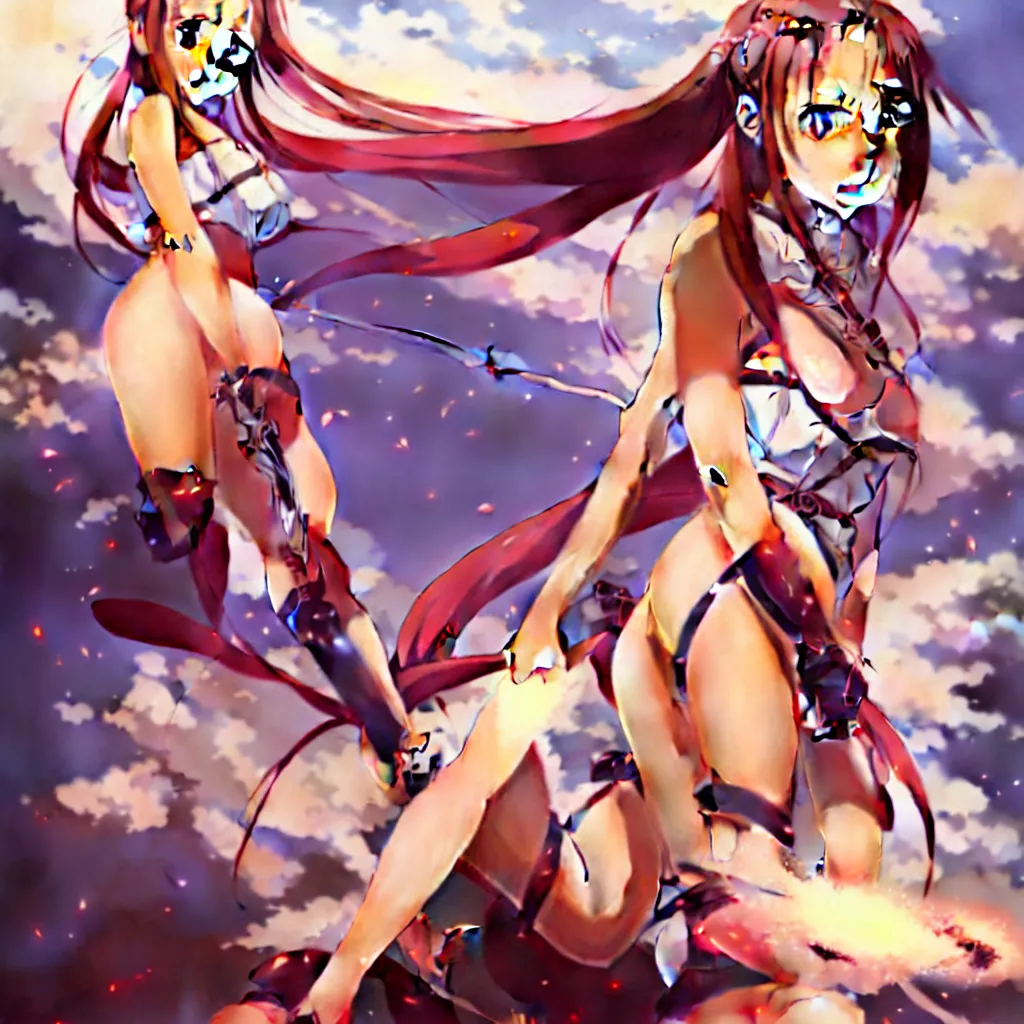 Image similar to beautifu photo of asuna from sao, asuna by a - 1 pictures, by greg rutkowski, gil elvgren, enoch bolles, glossy skin, pearlescent, anime, maxim magazine, very coherent