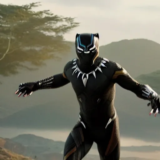 Image similar to cinematic still of robert downey jr as black panther