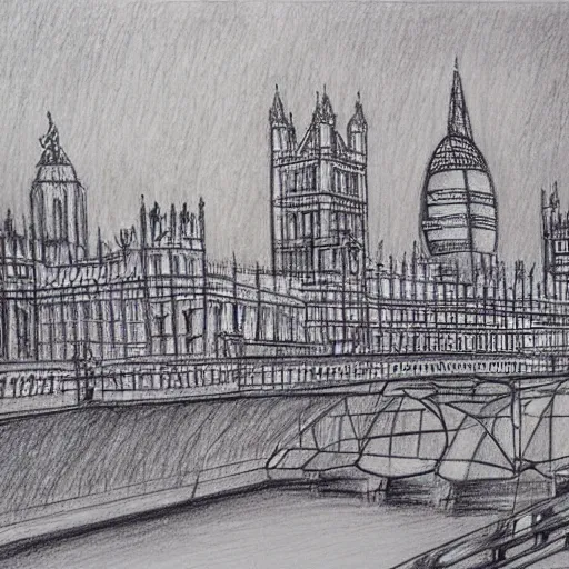 Image similar to beautiful drawing of London, award winning art, highly detailed