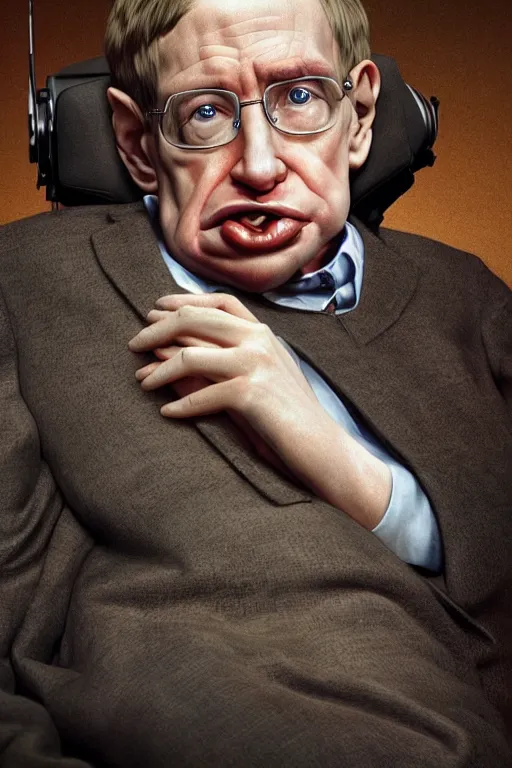 Image similar to photorealistic portrait photograph of stephen hawking as shrek, upper body, handsome, depth of field, soft focus, highly detailed, intricate, realistic, national geographic cover, soft glow, textured, artstation, concept art, sharp focus, illustration, art by artgerm and greg rutkowski and alphonse mucha