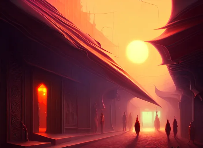 Image similar to a highly detailed bazaar street in a dune dark sun megacity, amazing d & d dark sun digital painting by anato finnstark, brom digital art, intricate details, ultra realistic, beautiful art, volumetric lighting, ultrarealistic, by art germ, by brom, trending cgsociety, artstation, dark sun theme, 8 k