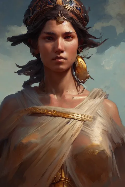 Prompt: goddess of the village, highly detailed, digital painting, artstation, concept art, smooth, sharp focus, illustration, unreal engine 5, 8 k, art by artgerm and greg rutkowski and edgar maxence