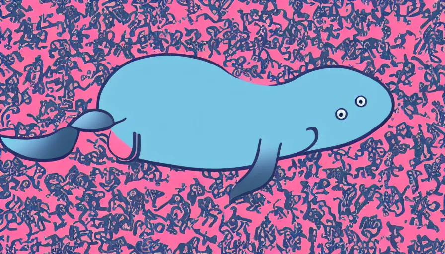 Prompt: a giant pink whale