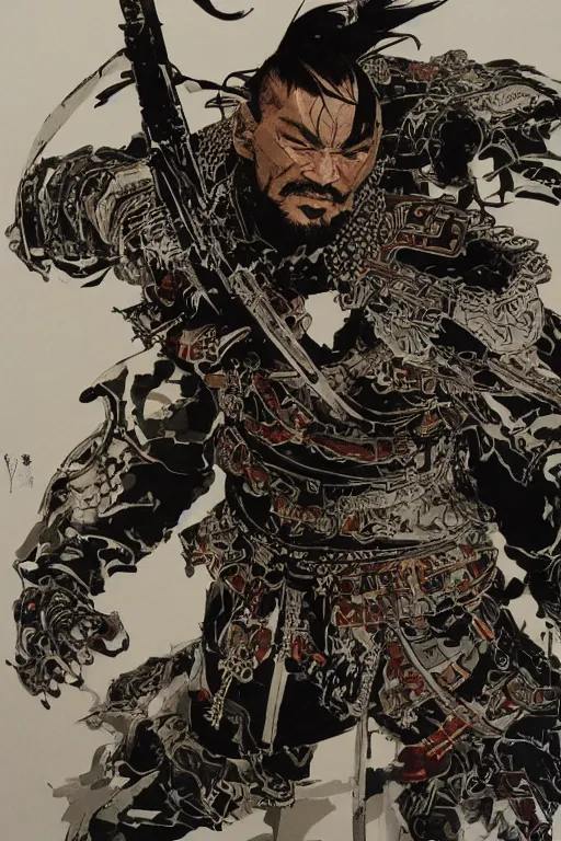 Image similar to genghis khan, collaborative painting by yoji shinkawa, yoshikata amano, intricate, highly detailed and high quality, strong,