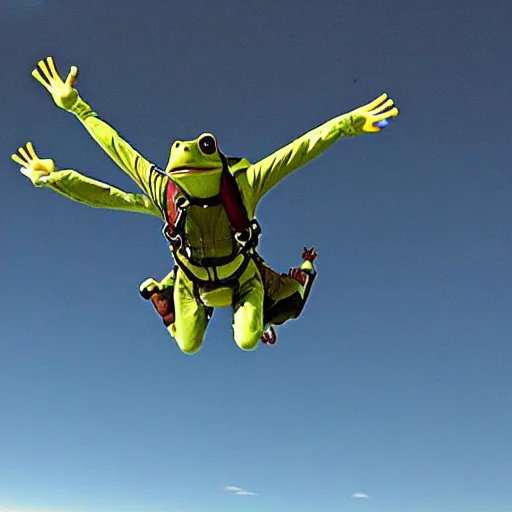 Prompt: skydiving frog