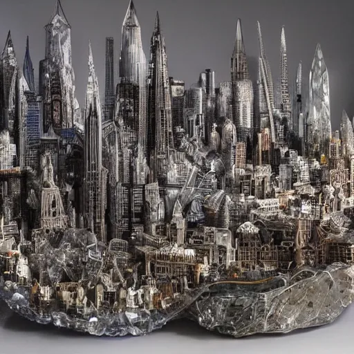 Image similar to A fantastical cityscape made entirely of crystal