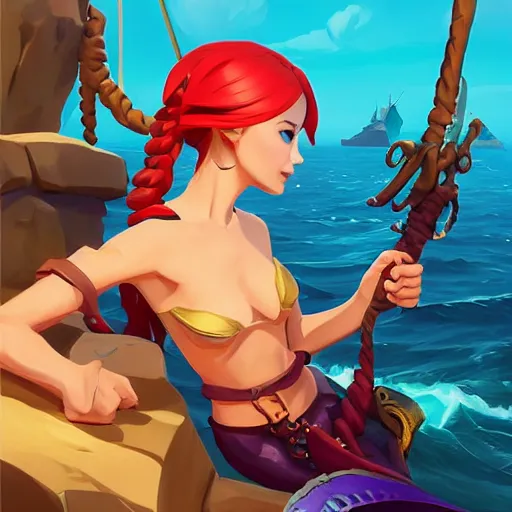 Image similar to painting jack the pirate mermaid on sea of thieves game avatar hero smooth face median photoshop filter cutout vector behance hd by jesper ejsing, by rhads, makoto shinkai and lois van baarle, ilya kuvshinov, rossdraws, illustration, art by ilya kuvshinov and gustav klimt