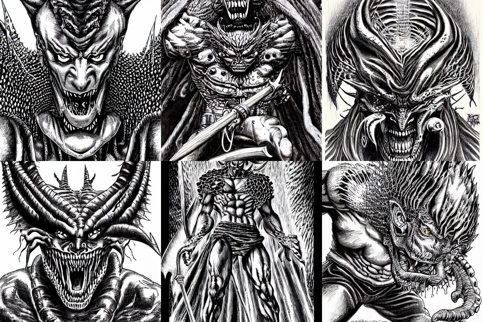 Prompt: a demon by kentaro miura, hyper-detailed