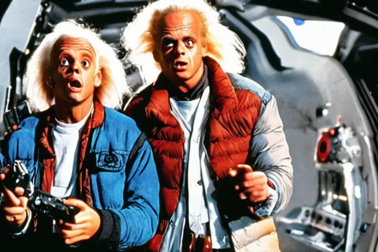 Image similar to movie still ( back to the future ), doc brown