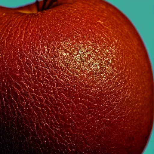 Image similar to an apple with the texture and color of leather, close up, award winning digital photography