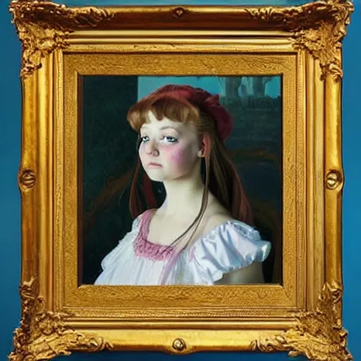 Image similar to A portrait of young Alice from Wonderland, oil painting, majestic, detailed, high resolution