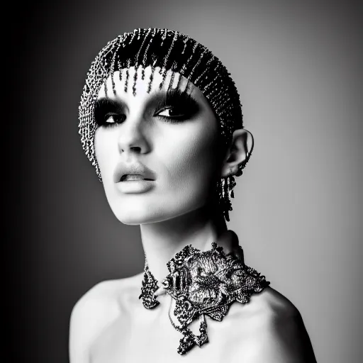 Prompt: haute couture high fashion editorial portrait photographed with x 1 d ii 5 0 c