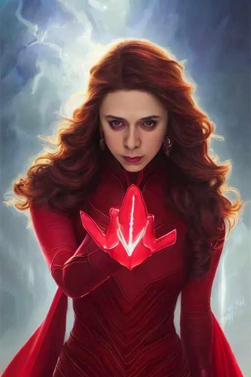 Prompt: Karan Johar as Scarlet Witch, Scarlet Witch costume, Karan Johar Face, villany, portrait, masculine figure, highly detailed, digital painting, artstation, concept art, smooth, sharp focus, illustration, cinematic lighting, art by artgerm and greg rutkowski and alphonse mucha