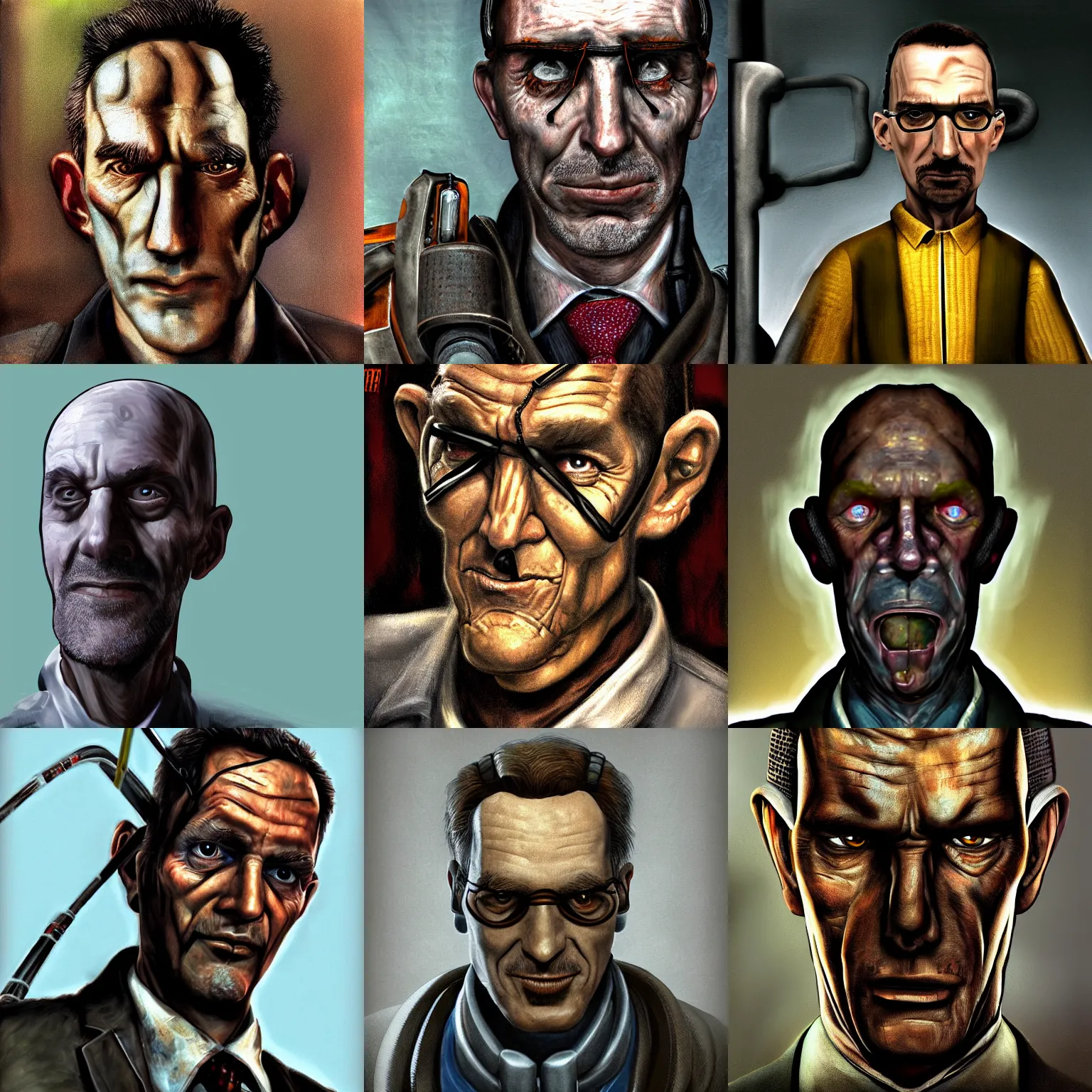 Prompt: portrait of G-Man from half-life in the style of annie leibovitz, highly detailed, close-up
