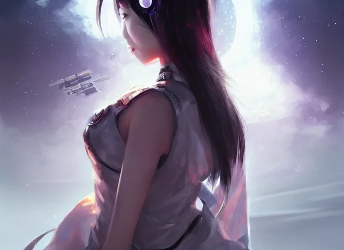 Prompt: asian girl in halfmask, white short hear, with katana, night sky on background, flying robots, cyberpunk, intricate, elegant, highly detailed, digital painting, artstation, concept art, smooth, sharp focus, illustration, ethereal