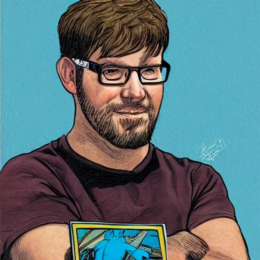 Image similar to portrait of comic book artist male Kelsey Shannon