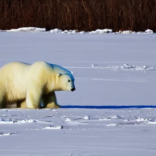 Image similar to ink painting The polar bear is white and fuzzy, and it's walking across a field of snow. The snow is deep and pristine, and the air is frigid. The polar bear is trudging through the snow, its head down and its breath visible in the cold air, by wu daozi, qiu ying, gu gaizhi