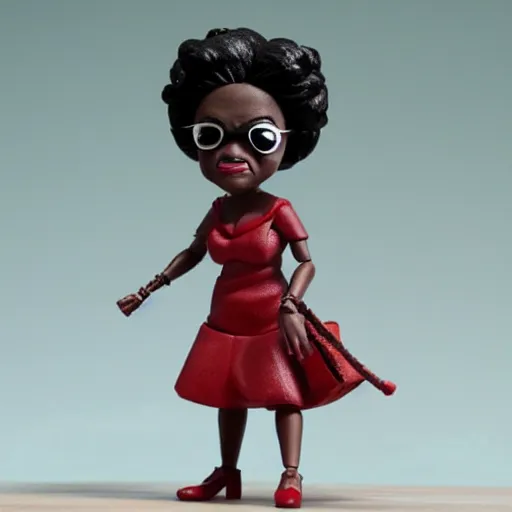 Prompt: viola davis cosplay maya angelou, stop motion vinyl action figure, plastic, toy, butcher billy style