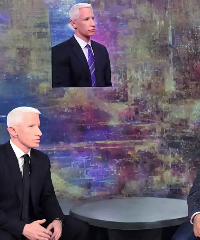 Prompt: anderson cooper interviewing thanos on cnn