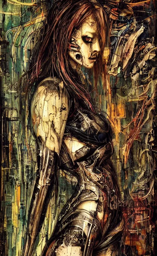 Image similar to beautiful women made of mech mask rendered in unreal engine, cyberpunk, full body, dark, rave, scifi, painted by albrecht durer | bernard buffet | carne griffiths | wlop