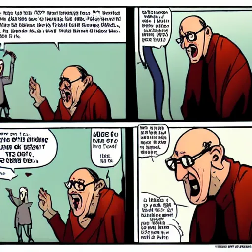 Prompt: uncle junior soprano screaming about the end of the world and jesus cartoon strip