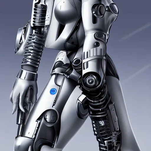 Prompt: beutiful white girl cyborg with full body by Alfred Kelsner, highly detailed, artstaition, epic composition