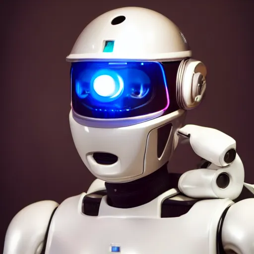 Prompt: Photo of robot with 20yo girl inside, LEDs visor helmet, profile pose, bust shot, high detail, studio, black background, smoke, sharp, cyberpunk, 85mm Sigma Art lens,