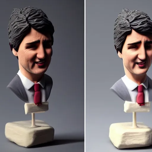 Prompt: justin trudeau made out of polymer clay detailed sculpture trending on artstation