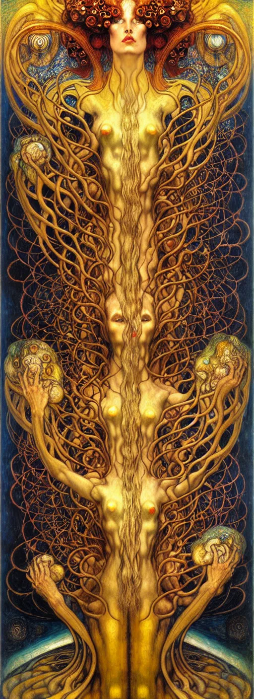 Image similar to Divine Chaos Engine by Karol Bak, Jean Delville, William Blake, Gustav Klimt, and Vincent Van Gogh, symbolist, visionary