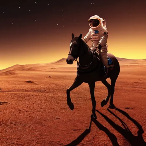 Prompt: a photo of an astronaut riding a horse on mars at night